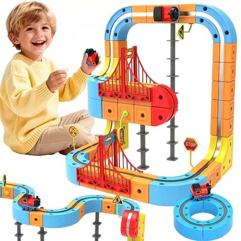 Magnetic Track Car Set with Motorized Train